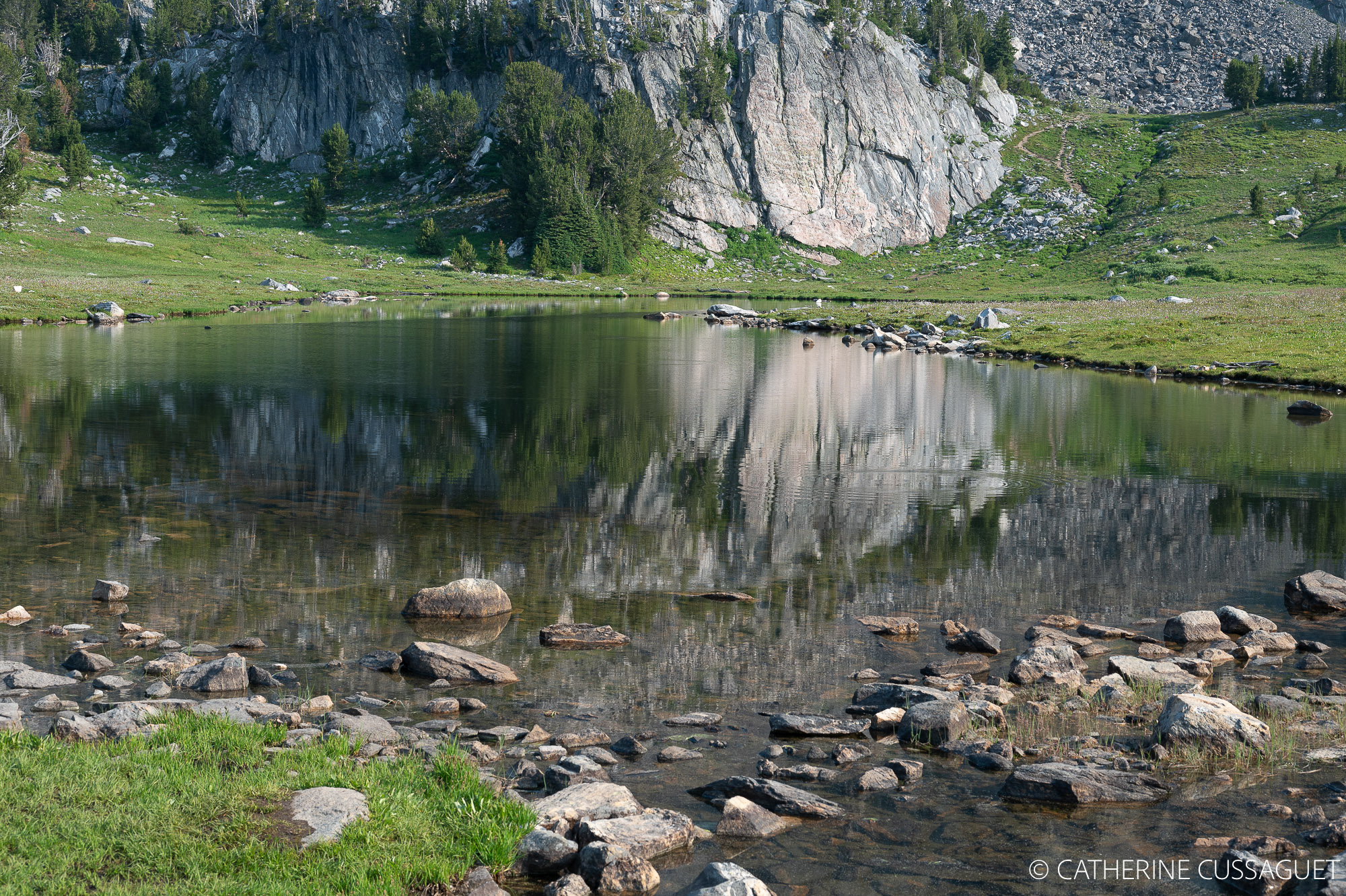 water, rock reflection