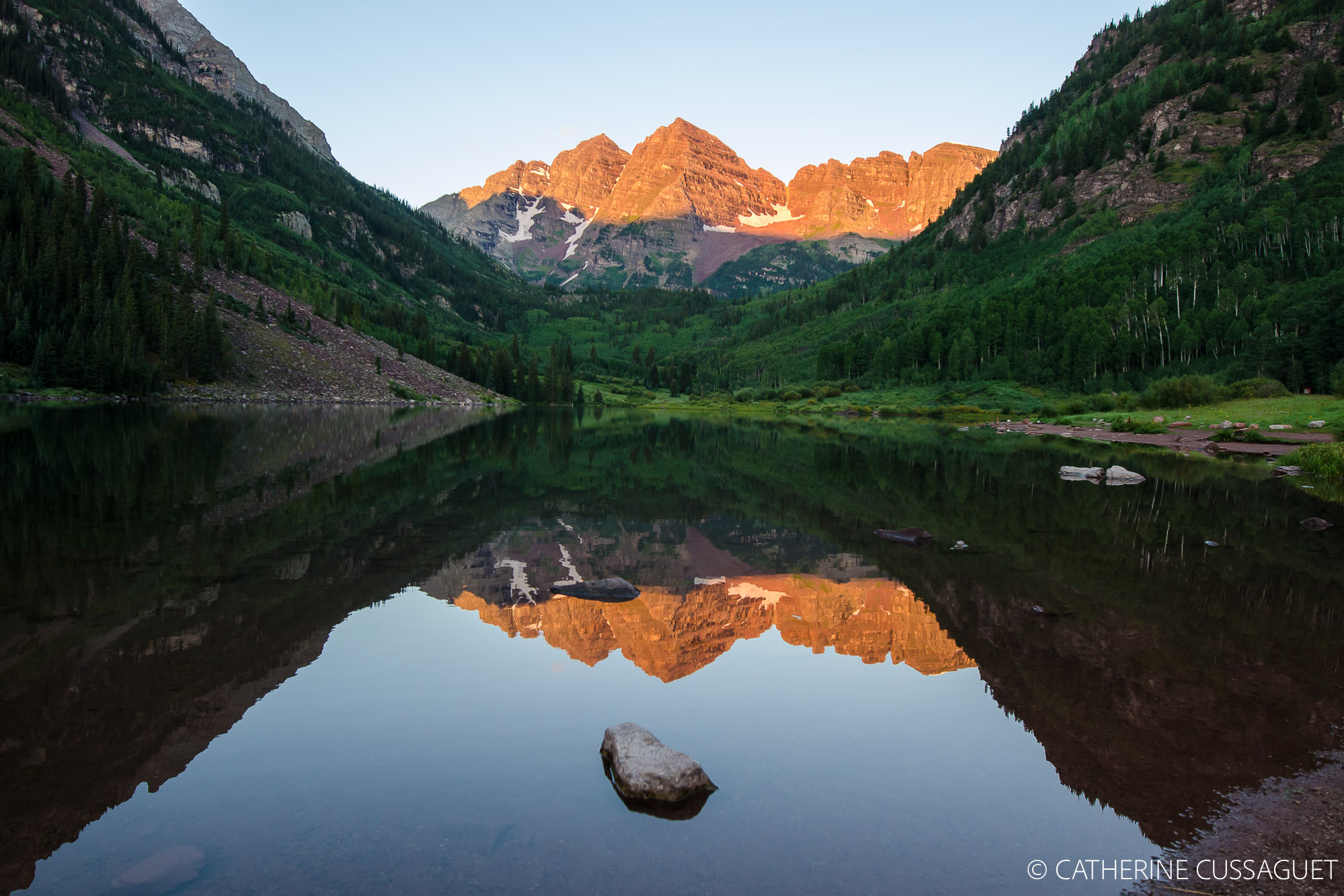 Mountains reflection in lake