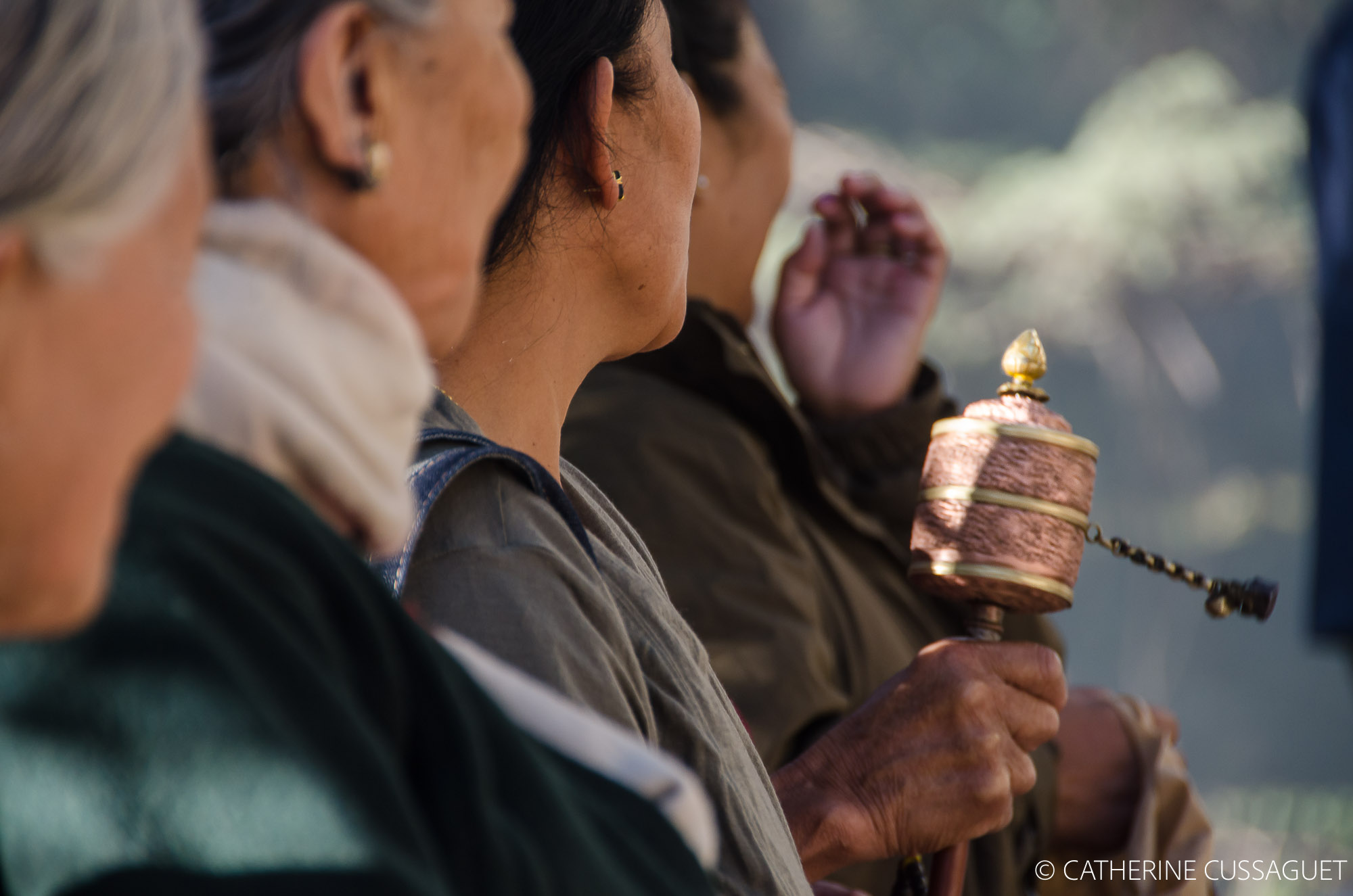 Ladies heads looking up