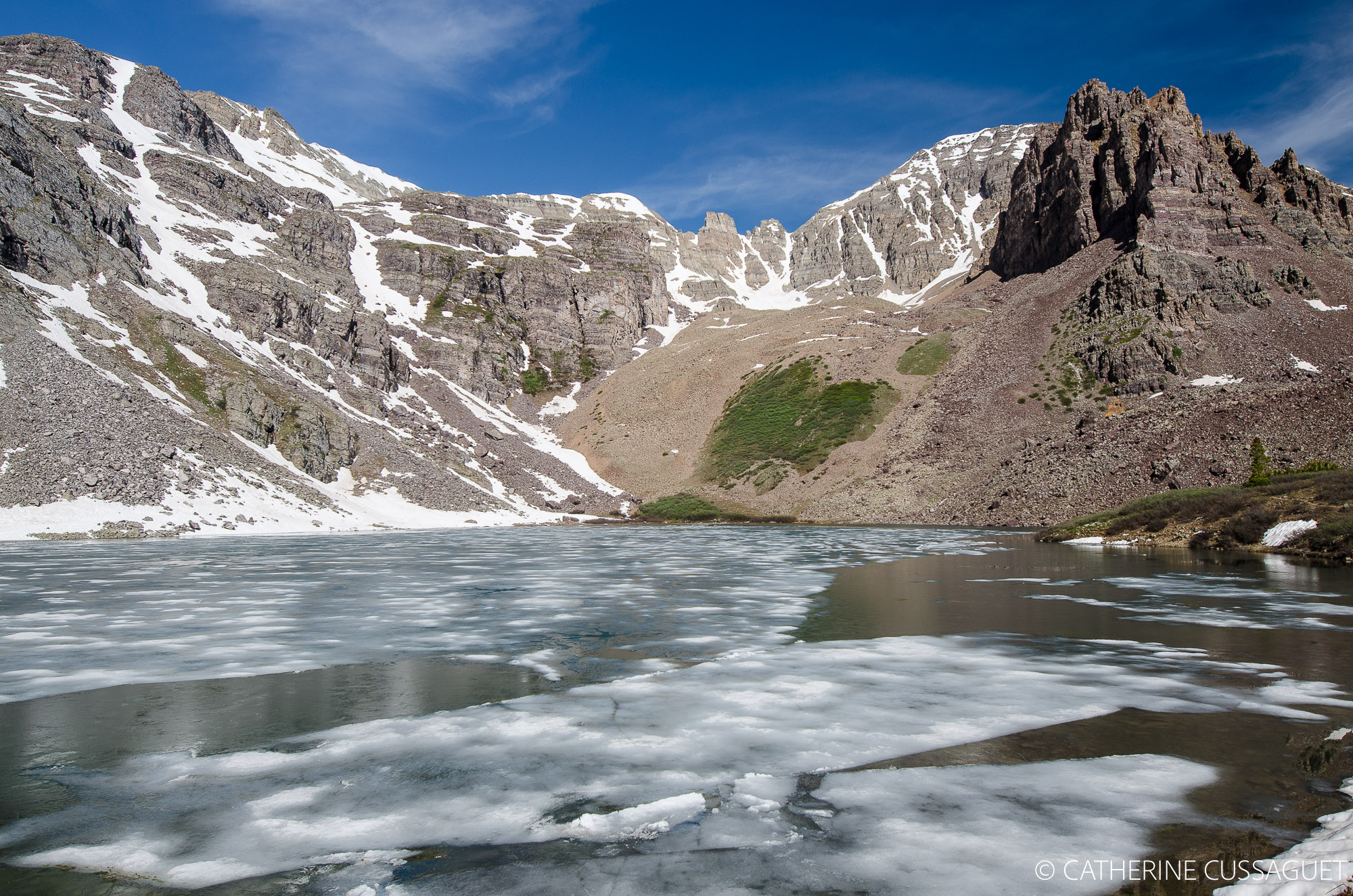 icy lake and mountain